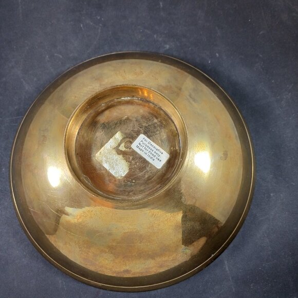 Vintage India Brass Enameled Trinket Bowl 6" diameter - Picture 4 of 8